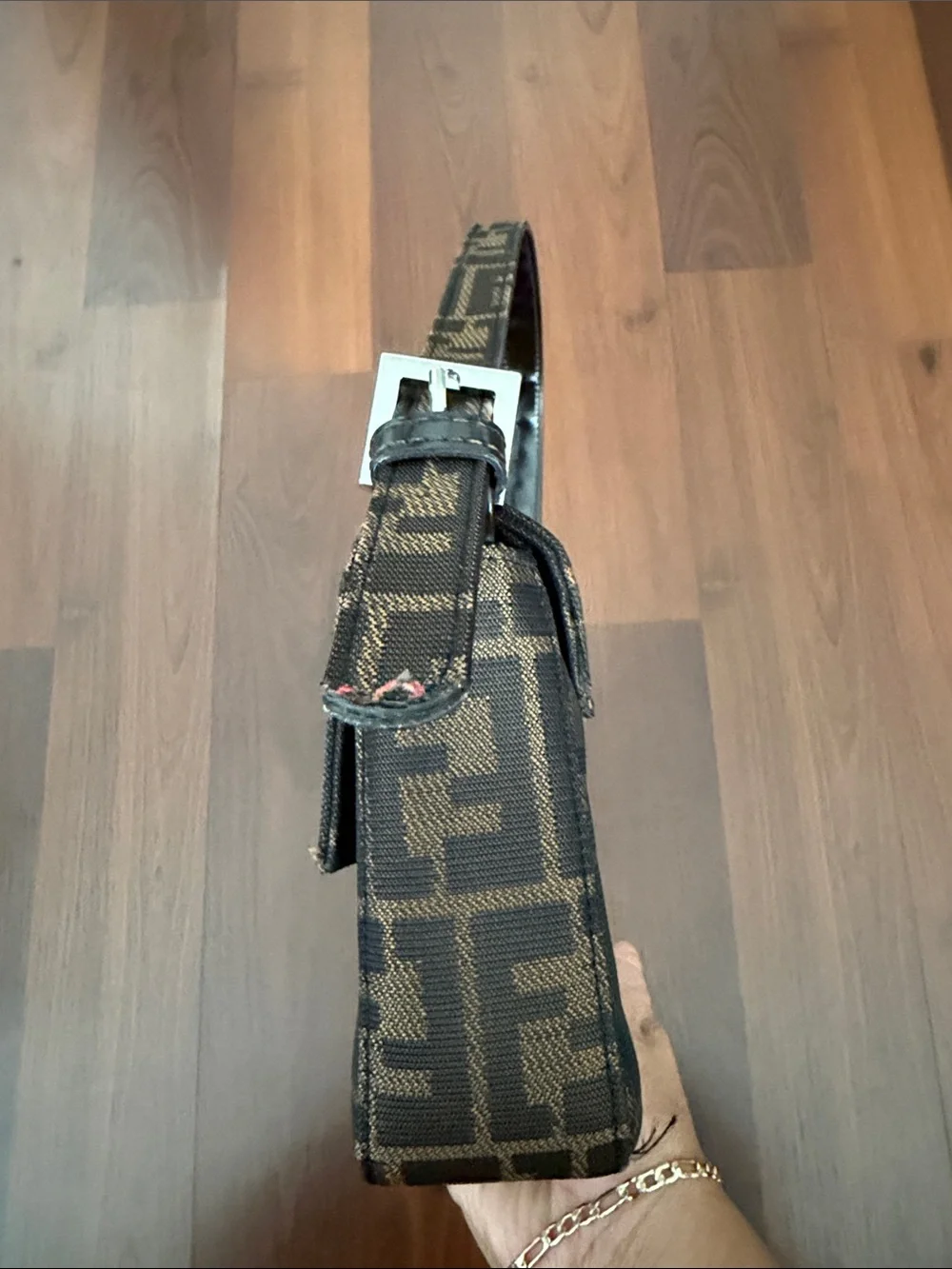 Y2K Vintage Brown and Black Monogram Hobo Bag